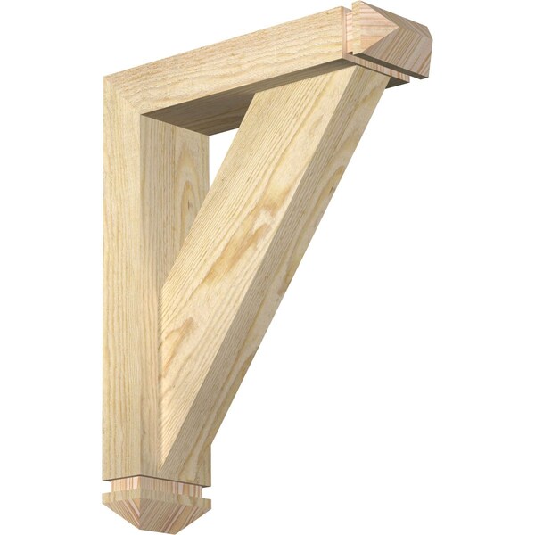 Ekena Millwork Traditional Arts and Crafts Rough Sawn Bracket w/ Offset Brace, Douglas Fir, 4"W x 14"D x 18"H BKT0402X14X18TRA03RDF - main
